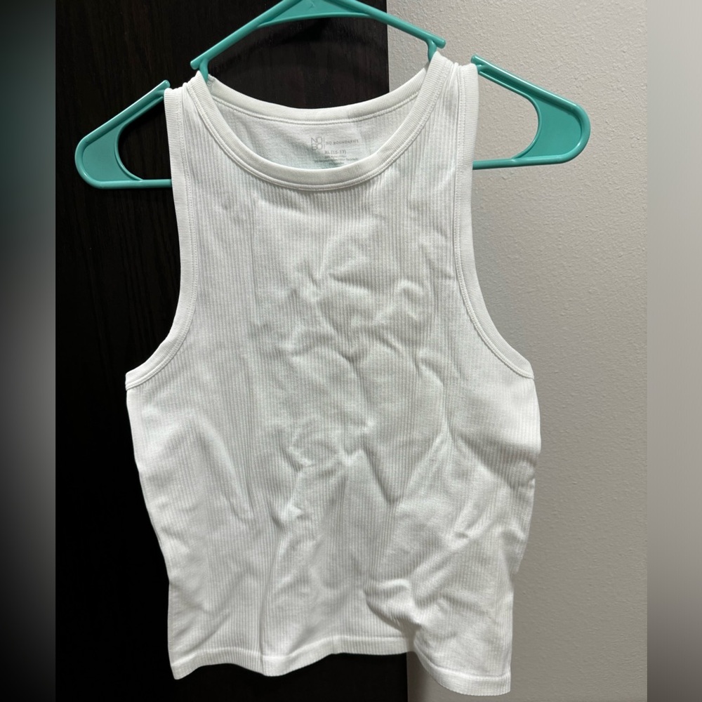 No Boundaries White Ribbed Tank Top